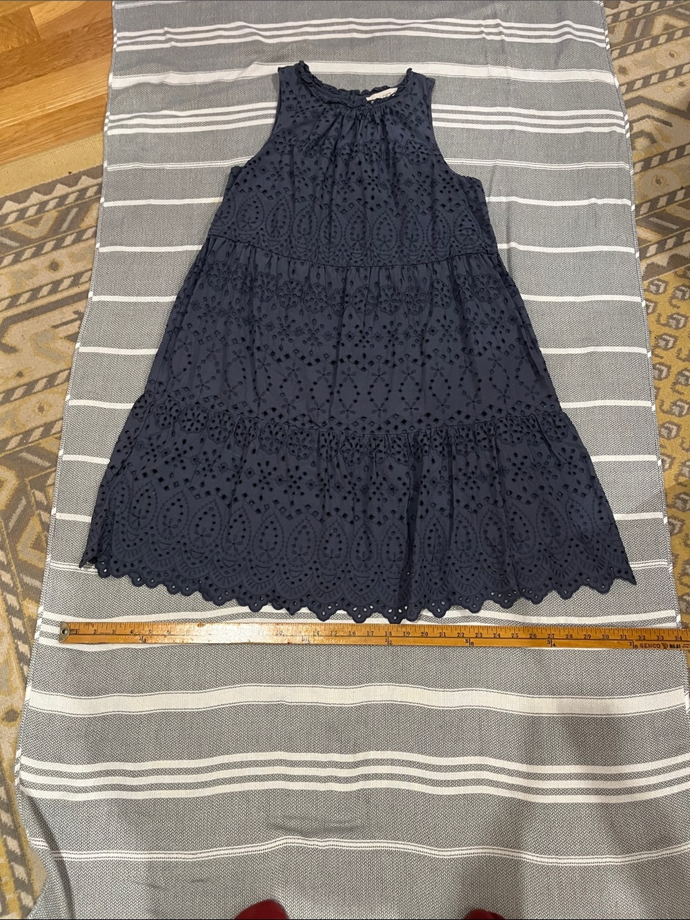 LOFT Navy Blue Eyelet Tiered Sleeveless Dress - Picture 11 of 11